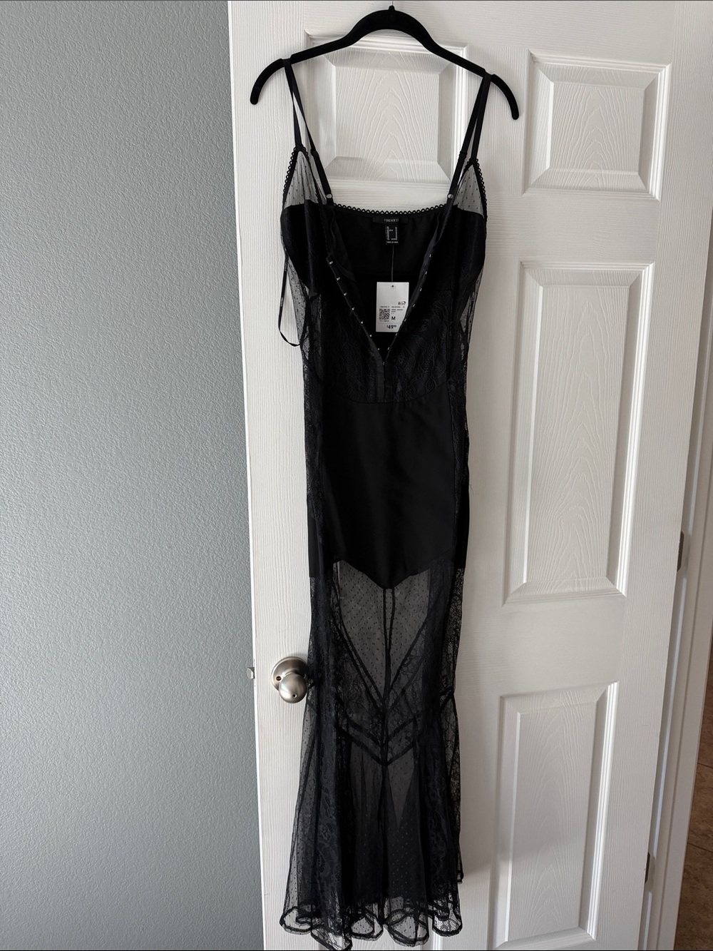 Forever 21 Black Lace Slip Dress with Spaghetti Straps